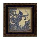 Framed Vintage Thai Temple Rubbing Artwork
