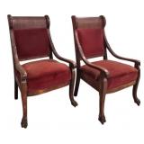Pair Empire Arm Chairs 41"x23"x24"