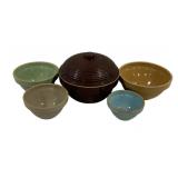RARE Nesting Set 5 Stoneware Bowls & Lid