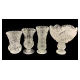 4 Glass Vases - 5" Tall