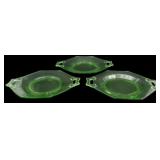 3 Vtg Uranium Depression Glass Serving Bowls