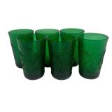 6 Anchor Hocking Green Sandwich Glasses