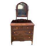 Vintage Vanity w/ Carvings & Tilt Mirror