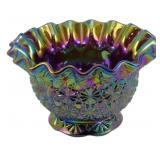 Vtg L.E. Smith Amethyst Carnival Glass Bowl