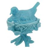 Westmoreland Milk Glass Robin on Nest Dish