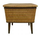 Mid-Century Woven Sewing Basket Stand