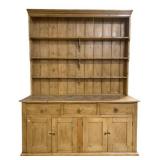 Antique Stripped Pine Welsh Dish Cupboard