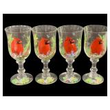 4 Pc Set Lenox "Winter Greetings Cardinal" Glasses