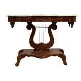 Lyre Base Marble Top Window Table