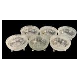 6 Indiana Glass Bird & Strawberry Bowls - 4" Round