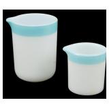 Vtg Pyrex Set of 2 Turquoise Creamers 3"