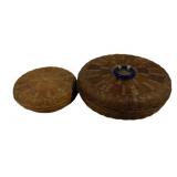 2 Vintage Wicker Baskets - 7",5.5" Round