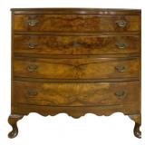 Antique English Burl Walnut 4 Drawer Chest