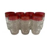 7 Red/Clear Tumbleres - 5.5" Tall