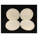 4 Fenton Satin Milk Glass Commemorative Plates