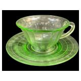Green Uranium Glass Cup & Saucer