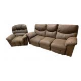 Brown Electric Reclining Sofa and Recliner