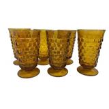 6 Vintage Amber White Hall Tall Tumblers