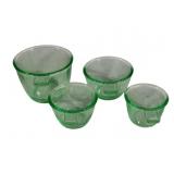 4 Green Glass Measuring Cups