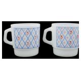 Pr Termocrisa Blue Lattice Red Flower Mugs