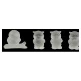 4 Frosted Glass Mini Owl Figures