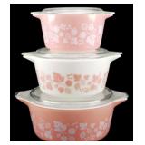 3pc Pyrex Pink Gooseberry Casserole Set