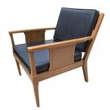 Mid Century Arm Chair with Black Cushions