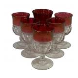 Red/Clear Glass Goblets - 3.5", 4" Tall
