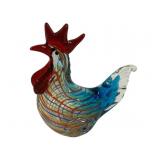 Murano Art Glass Rooster 8 x 7 x 4