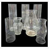 5 Glass Vases & 2 Hurricanes 19.5"