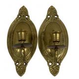 Pair Brass Candleholders - 8.5 x 3.5
