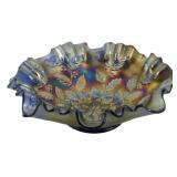 Fenton Cobalt Blue Holly Berry Carnival Bowl