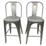 Pair of Metal Barstools - 43.5 x 20 x 18.5