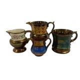 Vintage Lustreware Creamers & Mug - 3.25", 5" Tall