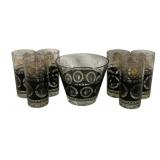 6pc Horses Glassware Set w/ Die Bowl 5.5in