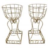 Pair of White Metal Planters - 32 x 14