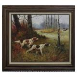 Two Pointing Dogs on Canvas by Martinez