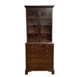 2 Part English Mahogany Bookcase