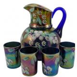 Fenton Cobalt Blue Cherry Blossom Pitcher