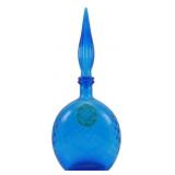 Vintage Empoli Blue Glass Genie Bottle 15"