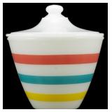 Fire King Colored Band Grease Jar w/ Lid