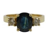 14K Gold Sapphire & Diamond Ring Size 6