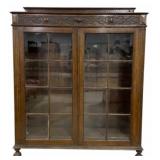 Intricately Carved Oak 2 Door Bookcase