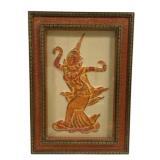 Vintage Framed Thai Temple Rubbing Artwork