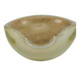 Murano Beige Glass Ashtray w/ Gold Flecks