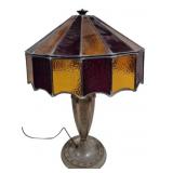 Vintage Stained Glass Lamp Some Panels Loose