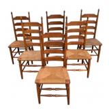 E L Clore 6 Ladder Back Rush Seat Chairs