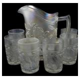 Imperial Clear Iridescent Bird Pitcher Set