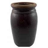 Vintage Brown Stoneware Crock Jar - 8.5" tall
