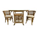 Bamboo Rattan Table & Chair Set Glass Top